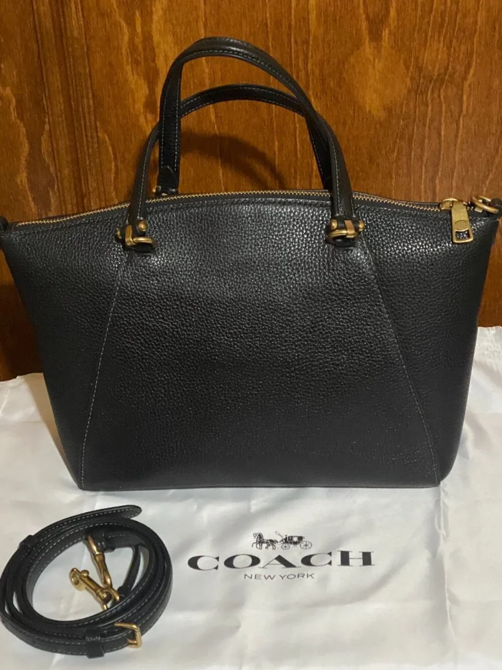 Coach Bella Small Satchel Black Pebbled Leather